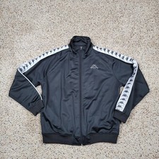 Kappa Jacket Womens Large Black Zip Athletic Lightweight Running Track Workout