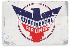 Continental Airlines Sign, Hangar, Retro Commercial Aviation Tin Sign C616