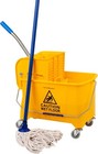 Mop Bucket with Wringer, 22 Qt (5.5 Gallon), Floor Cleaning, Handle, Wheels.