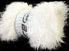 LG 100 gram Ecru Eyelash Yarn 22700 Ice Off-White Fun Fur 164 Yards