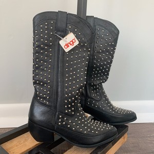 black studded cowboy boots