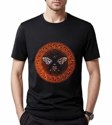 New Fashion Diamond Bee Rhinestone Luxury Men Black T-Shirt High Quality