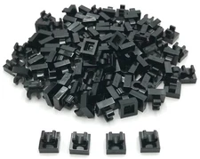 Lego 100 New Black Tiles Flat Smooth Modified 1 x 1 w/ Open O Clip Parts