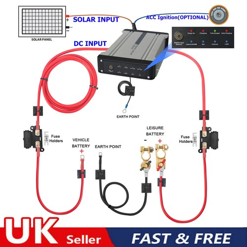 SPLIT CHARGE KIT 12V DUAL BATTERY CHARGER WITH SOLAR MPPT VOLTAGE SENSE RELAY eBay