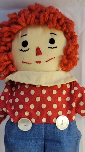 Vintage Raggedy Ann & Andy Dolls 15" Tall Handmade Rag Doll I Love You Heart - Picture 14 of 19
