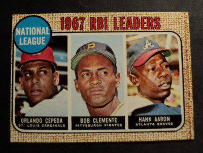 1968 Topps Baseball 1967 AL/NL Leaders~ Aaron, Clemente, Cepeda VG AUCT#8692