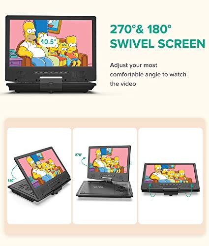 12.5" Portable DVD Player Car Headrest Video Player with 10.5" Swivel Black - Picture 5 of 7