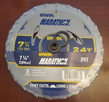 IRWIN Marathon with 7-1/4" 60T Circular Saw Blade IWAS71460. #9615