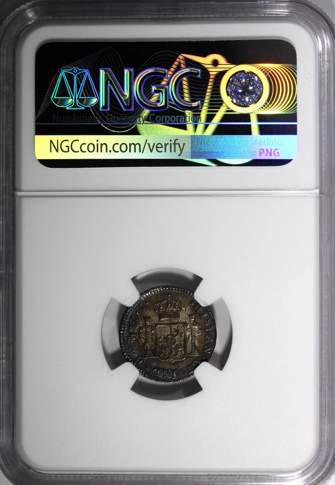 Mexico SPANISH Fernando VII Silver 1821 MO JJ 1/2 Real NGC AU DET. KM# 74 (103) - Image 3 of 4