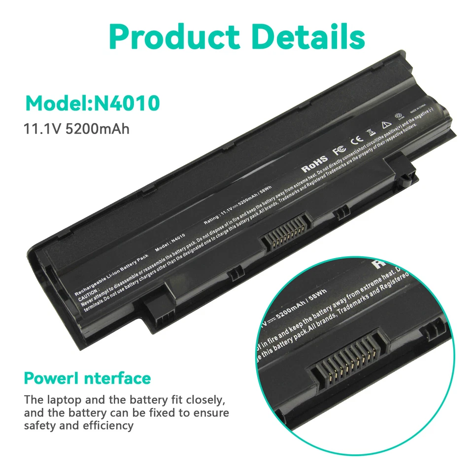 LOT OF N5010 Battery For Dell Inspiron N4110 N4010 N5110 N7110 M5010 J1KND 6Cell - Image 4 of 4