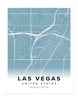 Las Vegas Stadtkarte Wandkunst, Modernes Urbanes Design Minimalistisch