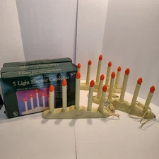 3 Vtg Holiday 5 Light Electric Candolier Drip Candle Candelabra w/ boxes WORKS!
