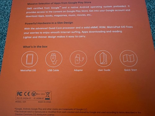Vankyo MatrixPad S10 Black Wi-Fi 32GB 2GB Ram 10.1" Android Tablet - Hardly Used - Picture 12 of 12