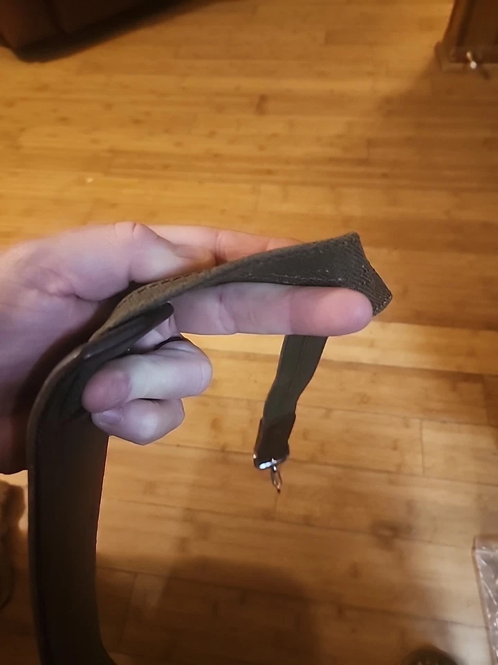 Heavy Duty Canvas / Leather Luggage Shoulder Strap w Copper Rivets Green / Brown - Image 4 of 4