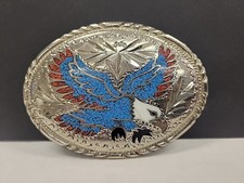 American Eagle Dancer Blue Inlay Belt Buckle S.S.I Handcrafted USA
