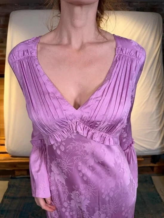 LoveShackFancy Kalona Pink Floral Silky Jacquard Maxi Dress