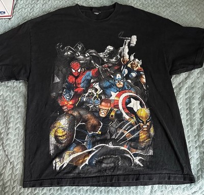 Vintage 2000s Marvel Mad Engine Spiderman Venom X-Men Dr Doom Comic Tee Size XL