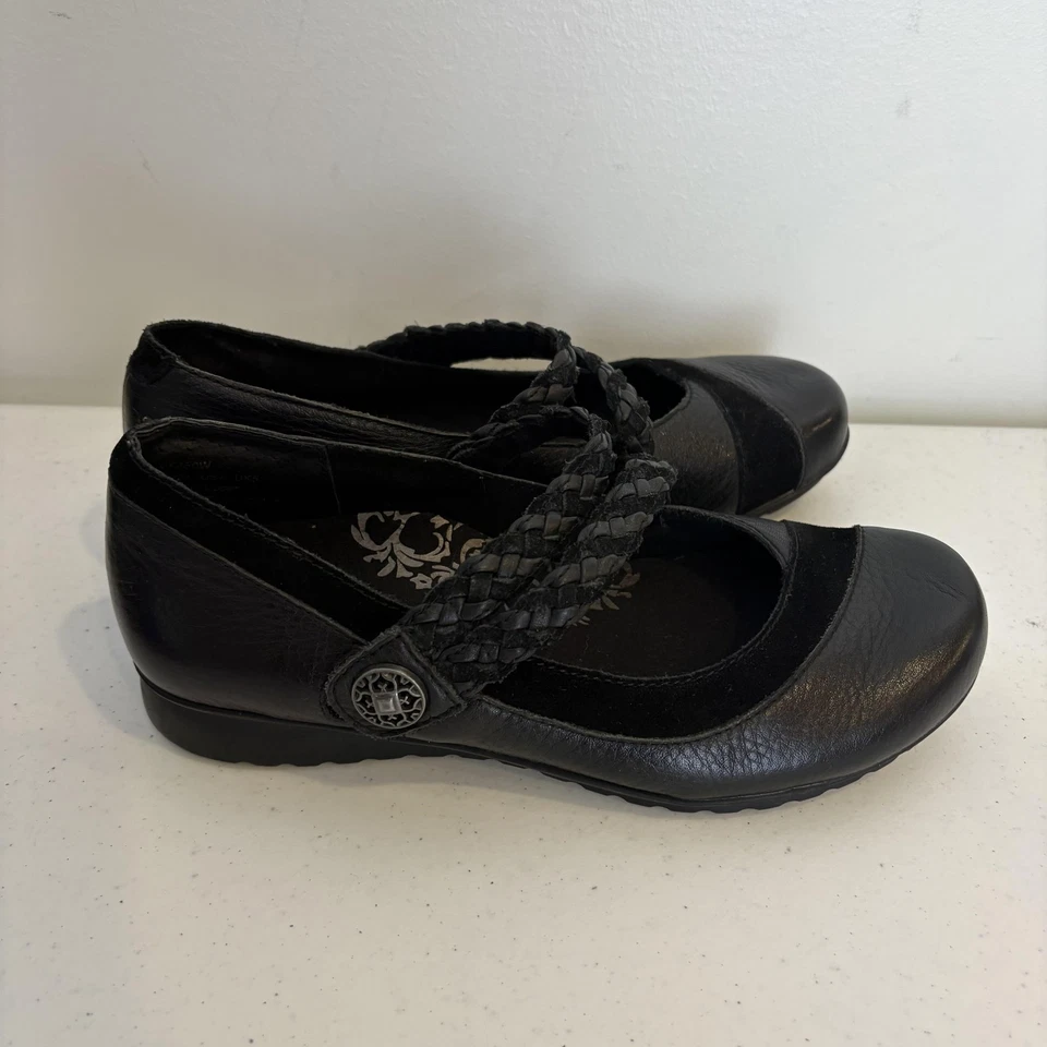 Zapatos Aetrex para mujer talla 7 negros Mary Jane correa trenzada cuero superior EF450W Foto 4 de 4