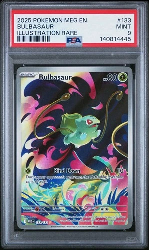 Pokemon TCG Bulbasaur Mega Evolution Stamped Promo Card 133/132 PSA 9