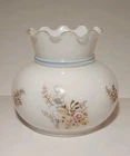 Vtg Gone With the Wind Floral Hurricane Parlor Lamp Shade Globe Milk Glass 7"Fit