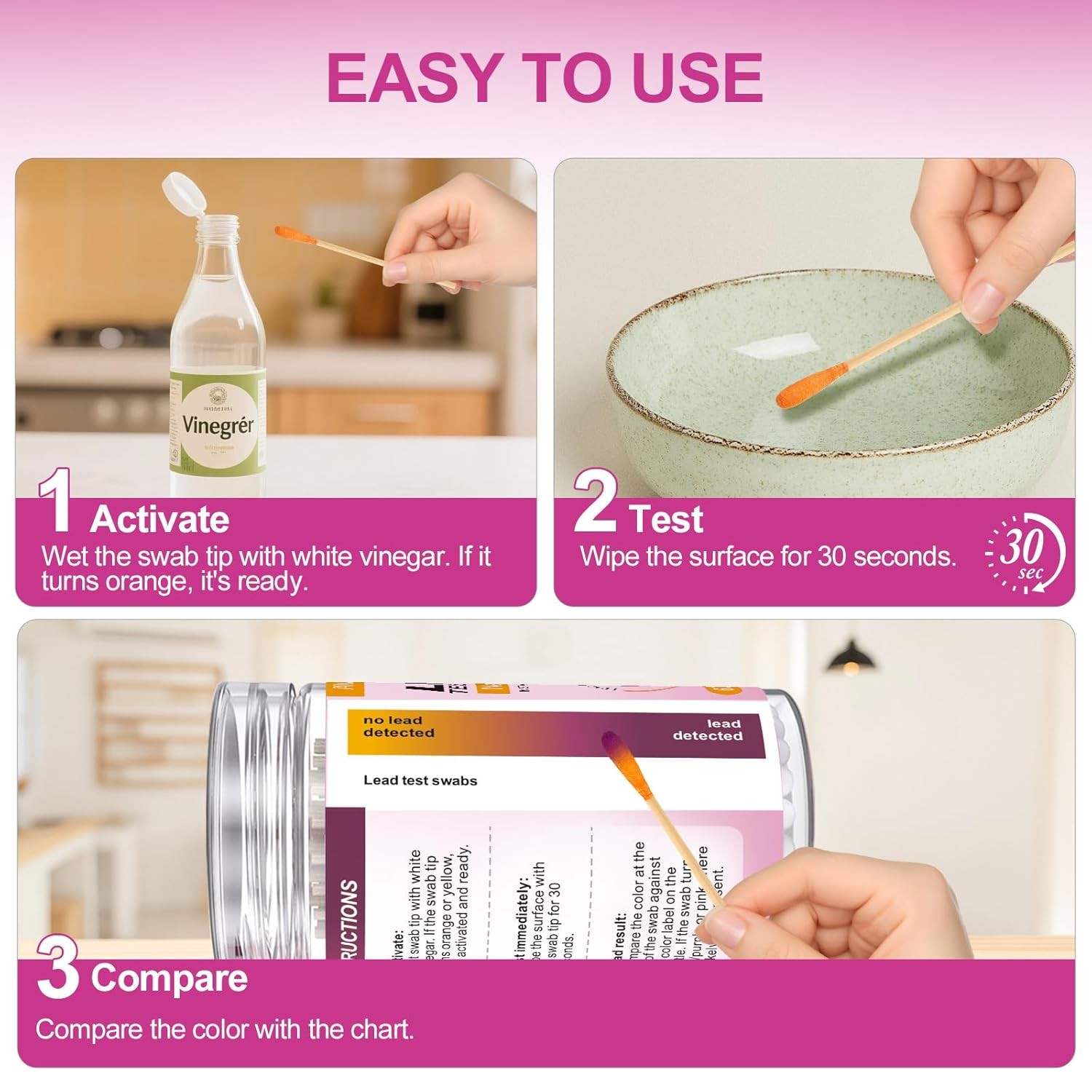 AAwipes Lead Test Kit 30 Swabs Enhanced Testing Formulation at Home... 
