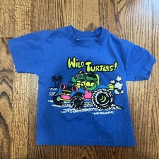 vintage kids 80s 90s single stitch none wild turtles beach t shirt size 6-8