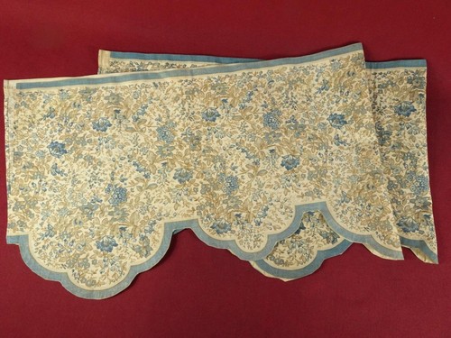 2 ANTIQUE EARLY 1900s FLORAL CHINTZ FABRIC VALENCES CHARLTON FAST COLORS