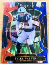 2025 Panini Select - Concourse Tyler Warren #33 Red And Blue Shock Prizm RC
