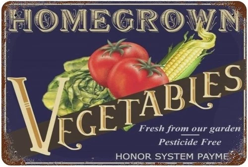 Vegetable Tomato Corn Metal Retro Vintage Tin Sign for Outdoor Patio 12x8 inhces