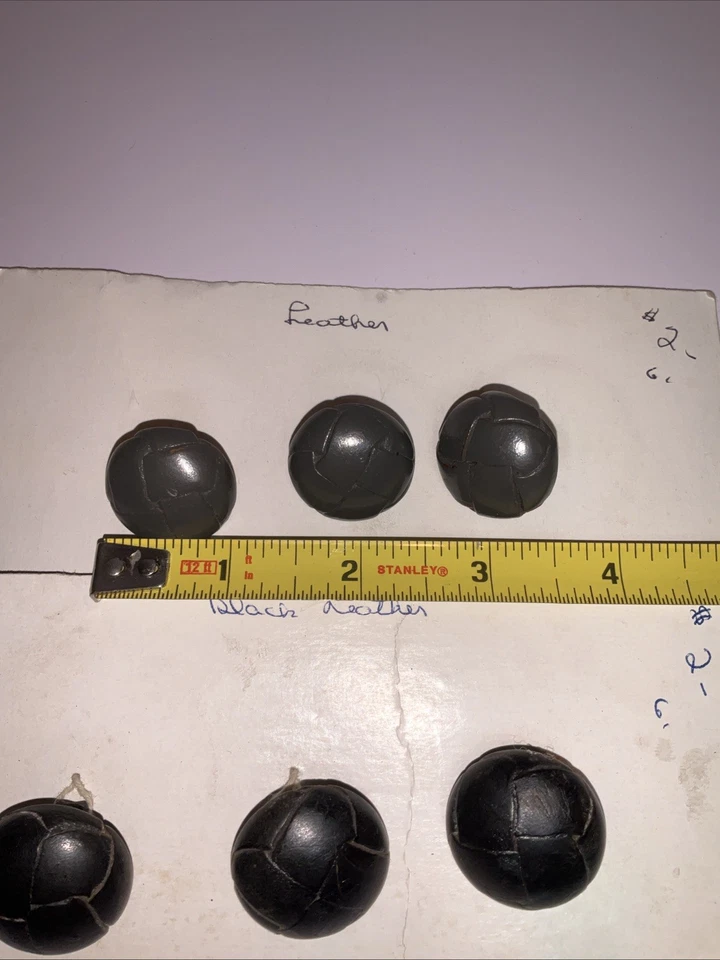 Vintage Leather Woven Buttons 6 Molded Dome Black Gray NEW! - Image 4 of 4