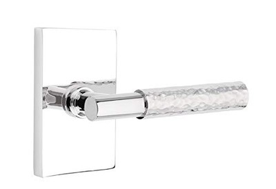 Emtek Select Privacy, Rectangular Rosette, T-Bar Stem, Hammered Handle US26 LH