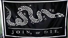 BLACK JOIN OR DIE FLAG - PATRIOT BANNER - TEA PARTY - USA REVOLUTIONARY - 1776