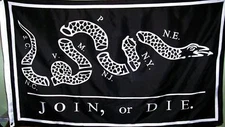  BLACK JOIN OR DIE FLAG - PATRIOT BANNER - TEA PARTY - USA REVOLUTIONARY - 1776