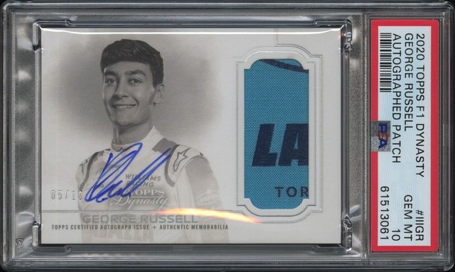 2020 Topps Dynasty Formula 1 F1 George Russell Rookie PATCH Auto PSA10 DIME RARE