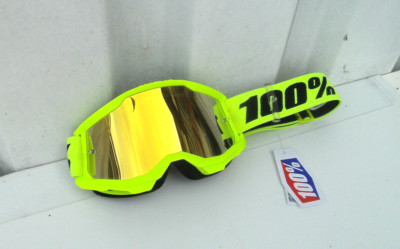 100% Crossbrille Strata 2 Neon-Gelb gold verspiegelt Anti-Fog.