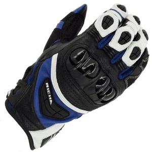 Richa Stealth Evo Leather Motorcycle Gloves Black White Blue