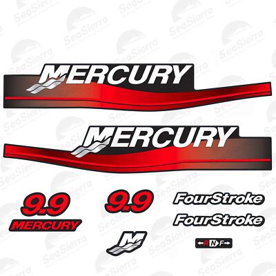 Mercury Marine 9.9 HP Outboards Motor Top Cowl Cove Decal Sticker Set 826335A00