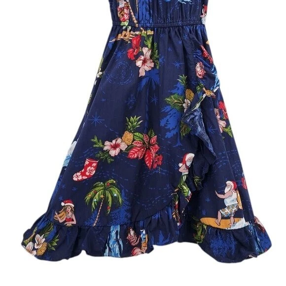 Hawaii Hangover Christmas Santa Sleeveless Blue A-line Dress Girls 8 - Image 3 of 4