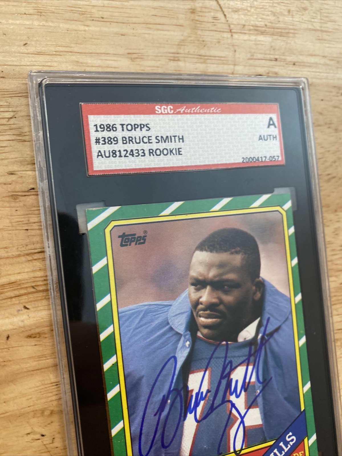 Bruce Smith AUTOGRAPHED ROOKIE SGC RARE Collector Card New York 1986 ...
