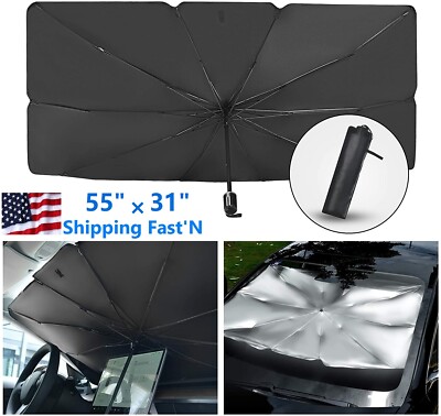 Car Windshield Foldable Sun Shade Umbrella Cover Sun Visor Block Heat UPF50+
