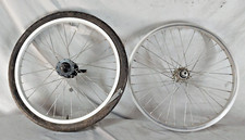 20" BMX Bike Wheel Set 406ISO Silver Retro Freestyle Rim Silver USA Made/Ships:)