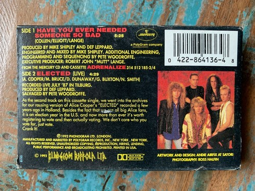 DEF LEPPARD - Have You Ever Needed Someone So Bad - Single Cassette Tape - Picture 5 of 5