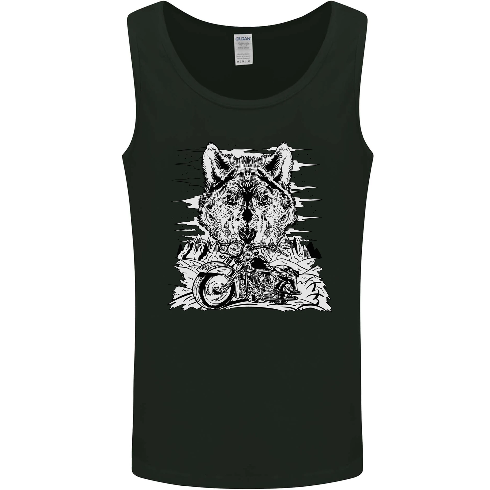 Motorbike Wolf Biker Motorcycle Motorbike Mens Vest Tank Top