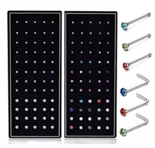 60pcs Stainless Steel Crystal Nose Ring Set Women Surgical Steel Nose Piercing