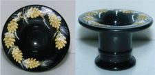 Fenton #37 Mini Miniature Vase Ebony Black Flared Hat Platter Pinecone Frit NFGS