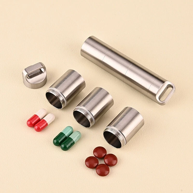 Outdoor Waterproof Subpackage Pill Case Sealed Container Survival Box Key chain - Image 2 of 4