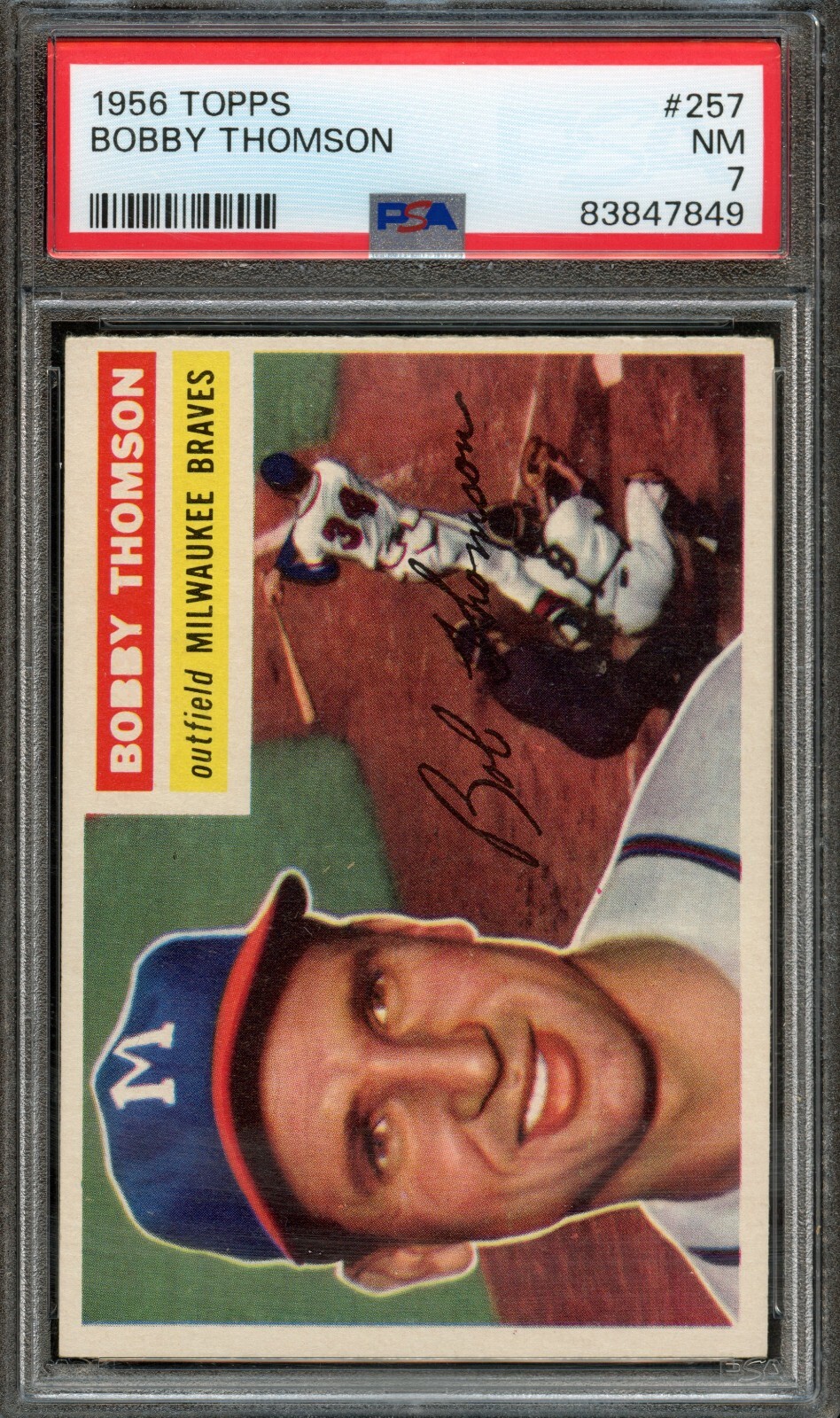 BB - 1956 Topps - #257 - Bobby Thomson - PSA 7 - NM