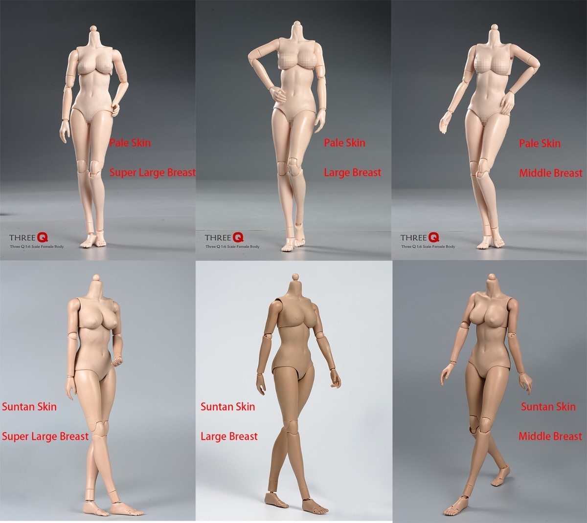 1/6 Scale Female Body, 12inch Suntan Skin Middle Bust Flexible Action  Figure Body Doll Collection