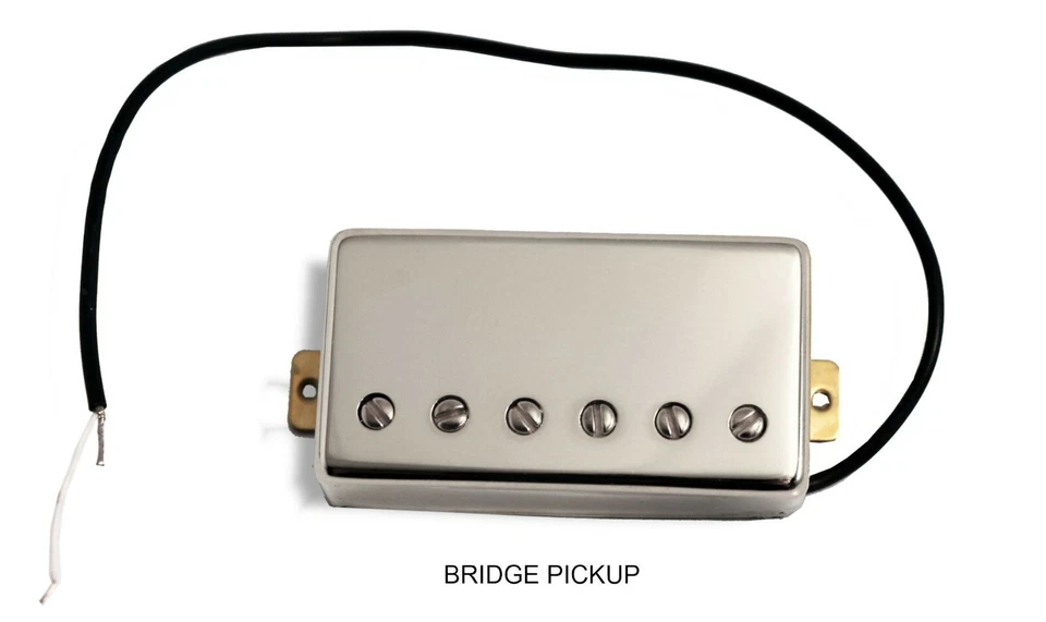 Pickup Humbucker Metal Set Passive Neck and Hot Bridge Chrome 2 Wire 081070CH - Image 4 of 4