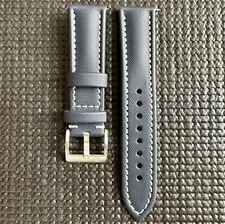 22mm NAVY Real Sailcloth Apple Watch Strap With Adaptors WHITE Stitch